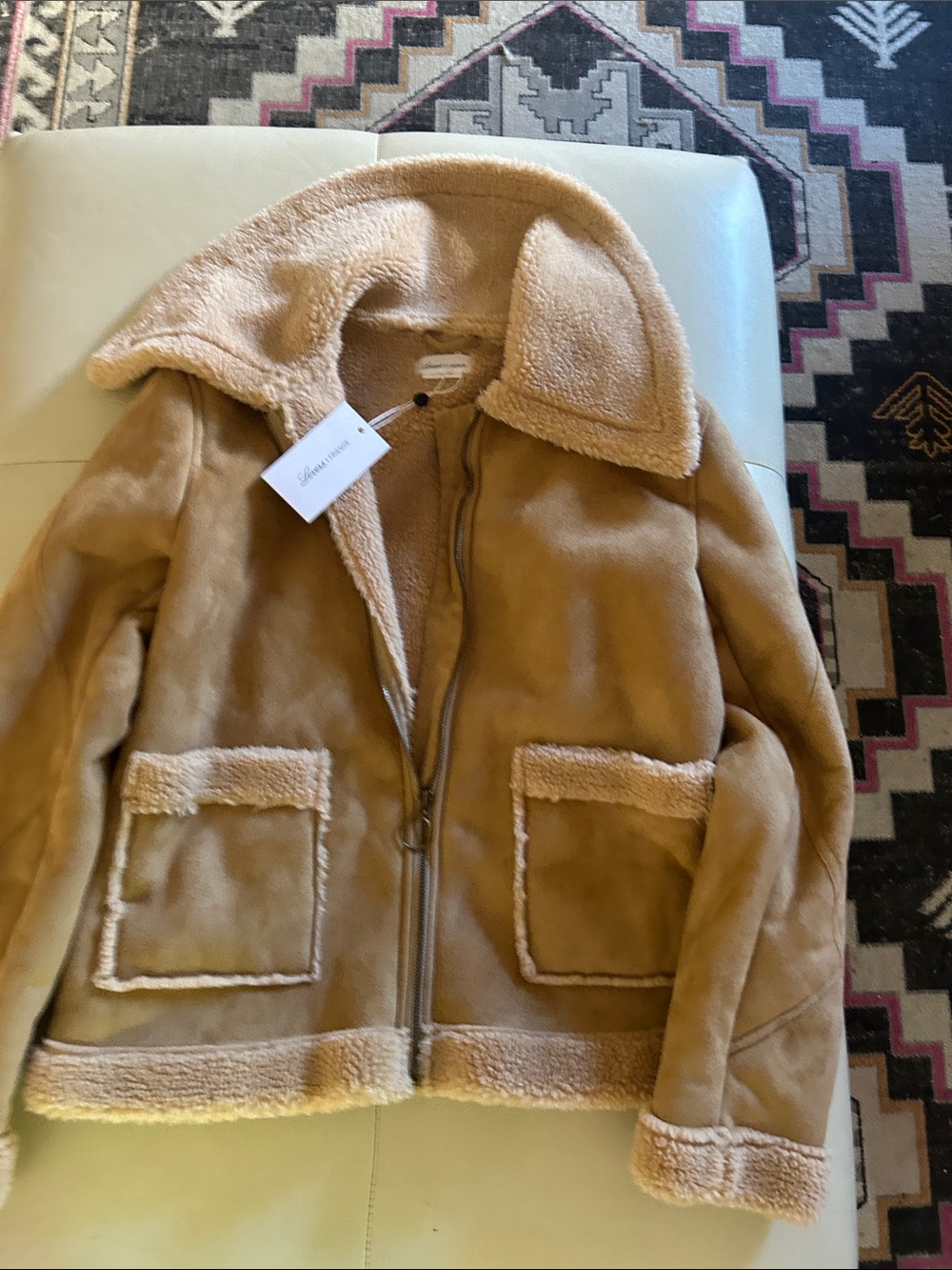 Lovers + Friends Kids Tan Faux Suede Sherpa Jacket